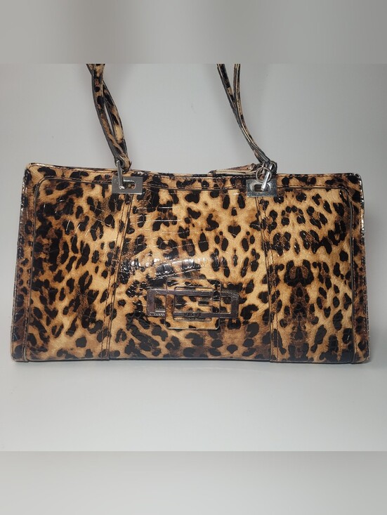レディース GUESS Leopard Croc 2way Satchel Bag y2k